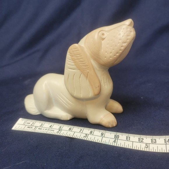Dog Figurine Soapstone Laying Long Ears Stone - Picture 9 of 10